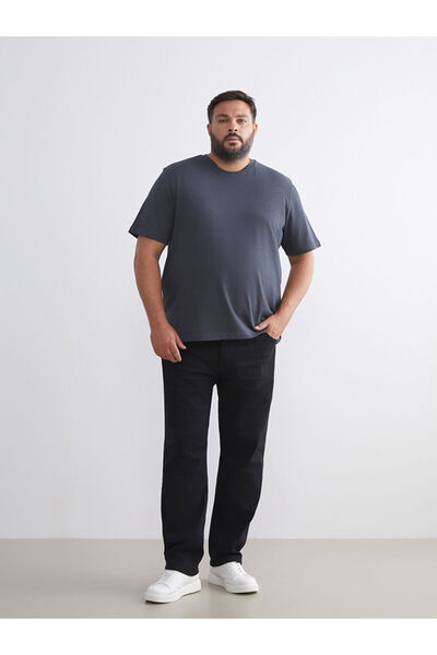 LC Waikiki Λαμπερές επιλογές από το Shining Store |   Ανδρικό μπλουζάκι μεγάλου μεγέθους με τύπωμα από χτενισμένο βαμβάκι