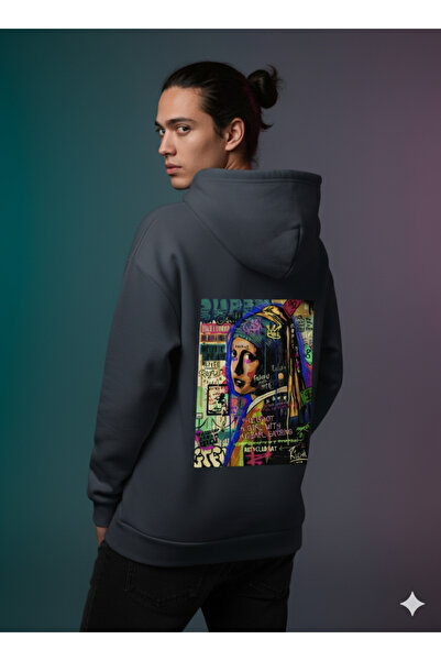 By Caspita Fashion هودي لينيثرا مطبوع عليه صورة فتاة مع أقراط لؤلؤية للجنسين ...