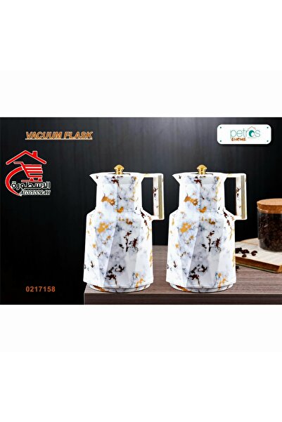 royal_camel Petrus 1+1 Liter Tea and Coffee Thermos Set with Gold Decorated Handle