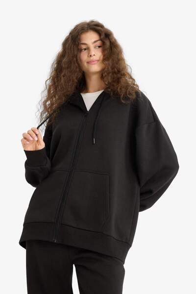 DeFacto Oversize Wide Fit Hooded Zippered Sweatshirt (25 Wn)