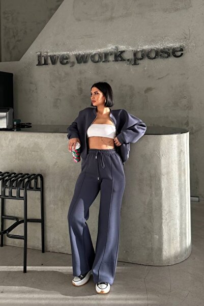 Mezka Kadın Şardonlu Üç Iplik Kışlık Eşofman Takımı