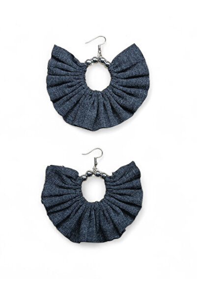 maia أقراط دائرية فضية اللون – تصميم مطرز بالخرز من القماش المدخن