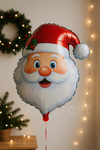 Huzur Party Store بالون فويل لطيف على شكل سانتا كلوز مقاس 63×53 سم متوافق مع غاز الهيليوم لتزيين حفلات رأس السنة الجديدة
