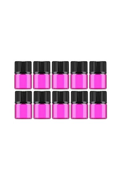DROPY Set 10 cosmetic glass bottles for essential oils with dropper and closure cap 2 ml pink