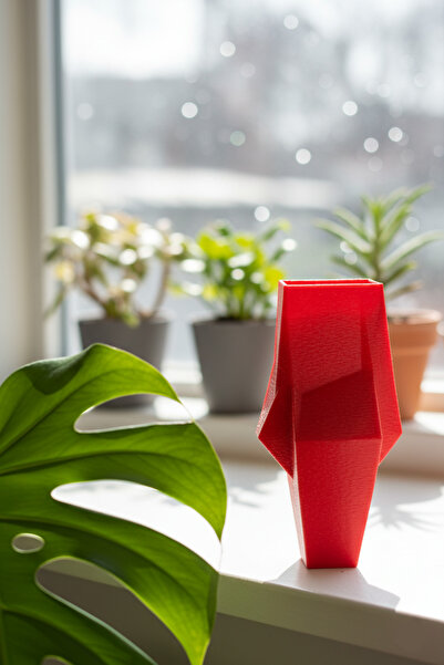 N NOXXO Decorative Textured Geometric Petg Vase—Copper Color Modern Desktop Decoration Object - 3 Size Options