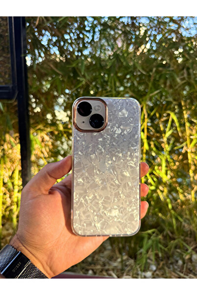 Dublin iPhone 13 and 14 Compatible Silicone Case Marble Pattern Gold Detailed Cover