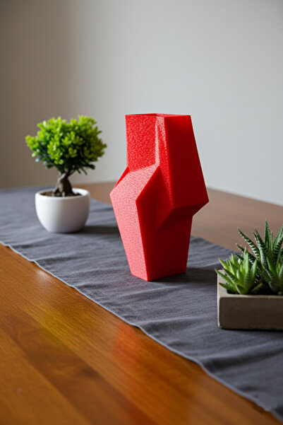 N NOXXO Decorative Textured Geometric Petg Vase—Copper Color Modern Desktop Decoration Object - 3 Size Options