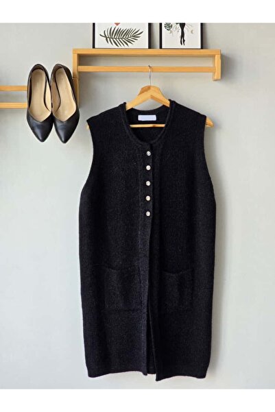 ENDAMIM Long Wool Knitwear Front 3 Buttons Plus Size Knitwear Vest