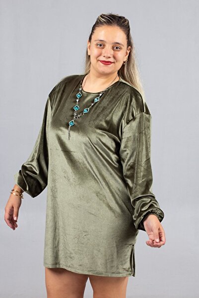 Truva XXL Βελούδινο τουνίκ μεγάλου μεγέθους με κολιέ μέγιστης κομψότητας