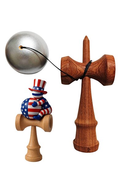 BV Kendamă din lemn cu bilă de lemn + autocolant impermeabil pentru telefon d...