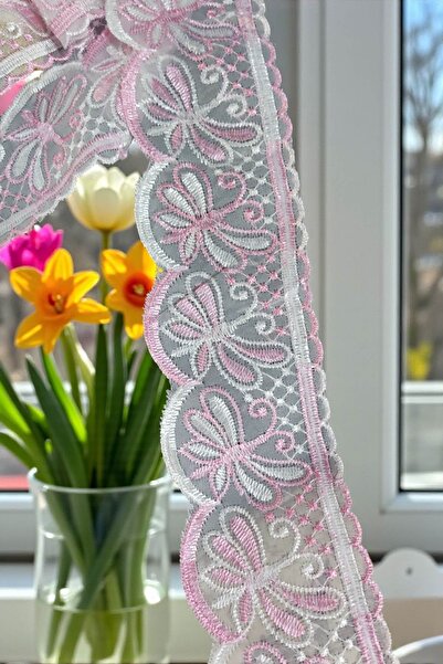 DUAYEN dantel siyah organze üzerine işleme aşıkı dildade desen 1 metre