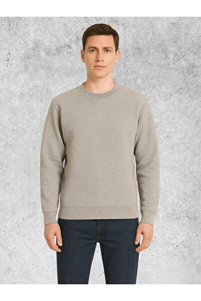 MOLICO سويت شيرت أساسي للجنسين من القطن ذو 3 خيوط لموسم الشتاء برقبة دائرية