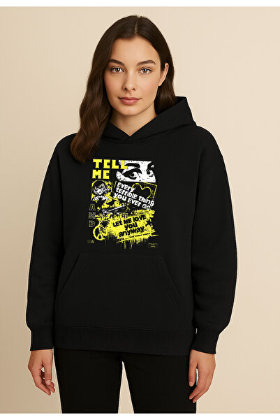 Korefanzin Korean Style Anime Logo Black Basic Sweatshirt Hoodie