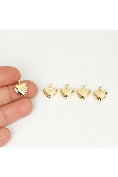 yfhobi 1 Adet - 13 mm Kalp Desen Metal Uç, Takı İçin Charm Uç, Altın Kaplama ...