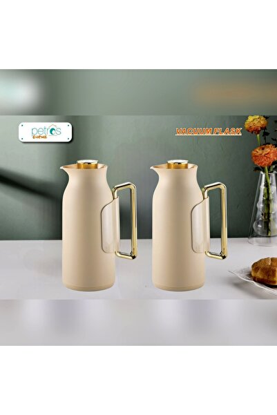 PETROS طقم ترامس شاي وقهوة بمقبض ذهبي 1+1لتر من بيتروس