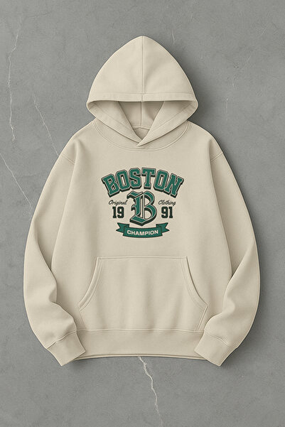 LORVEX Swea oversize unisex verde Boston cu imprimeu frontal tricou