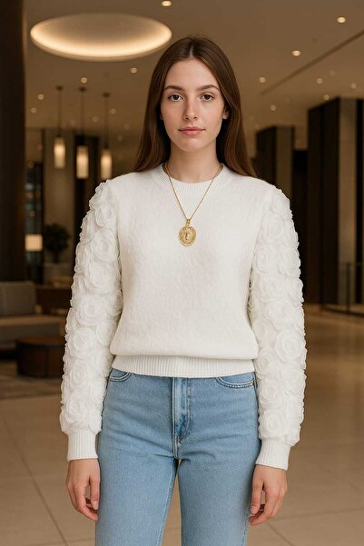 KLASS LİFE kolları tül gülden oluşan peluş kazak kadın/kız