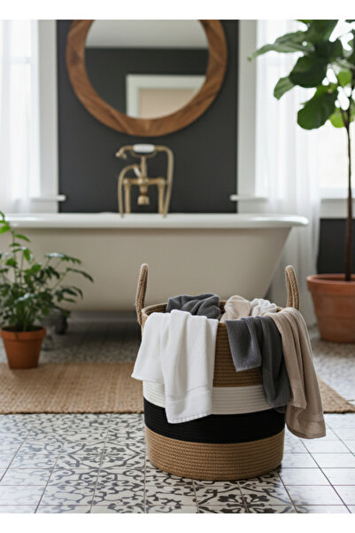 HomeTurko Legendary Colors Jute Laundry Basket Wicker Clothes Towel Blanket Basket Large Capacity Natural Organizer