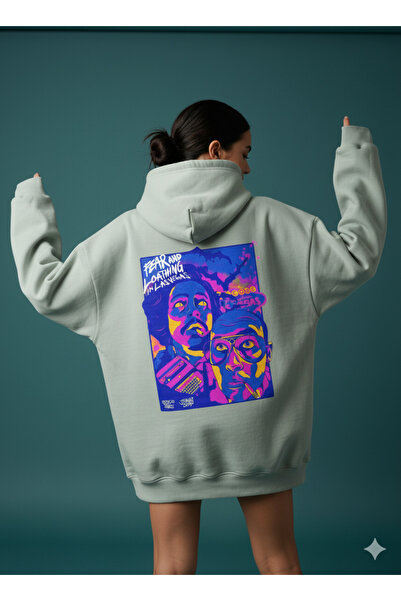 By Caspita Fashion Lenithra Las Vegas Back Printed Unisex Oversize Gray Hoodie