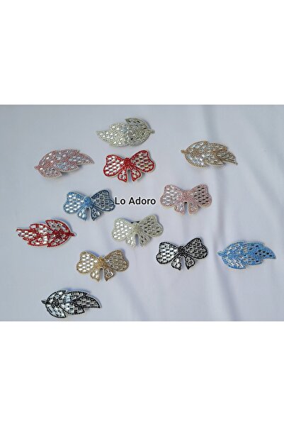 LO ADORO 12 Pieces of Stone Bow Leaf Hairpins with Snap Fasteners