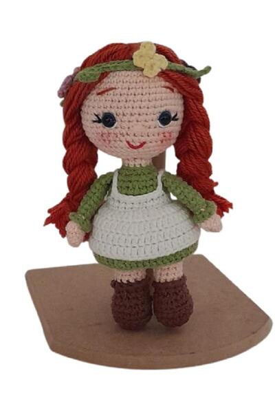 OYUNCAKPARK Yeşil Beyaz Nazlı Bebek Amigurumi Organik Anahtarlık Oyuncak