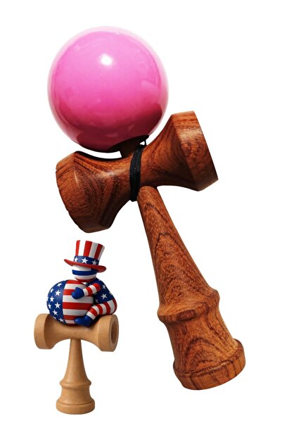 BV Kendama din lemn, minge din lemn + autocolant SUA impermeabil pentru telef...