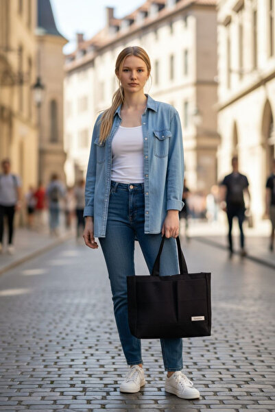 Caterina Collection Black Kanvas Çanta