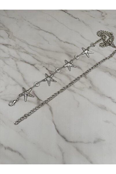 EMR Official Curea cu lanț cu model de stele, curea pentru femei, curea pentru rochie, curea pentru haină, curea pentru talie, curea pentru pantaloni