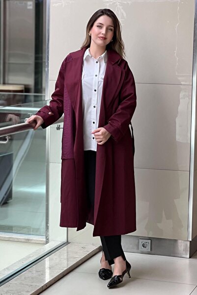 Ghisa Kruvaze Yaka Önü Açık Kuşaklı Trençkot