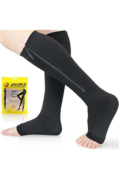 OEM Jambiere medicale pentru compresie, cu fermoare, deschise la degete pentru picioare umflate, varice