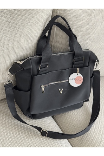 BAGLOVİS GEANTĂ DE UMĂR NEGRĂ PENTRU FEMEI CU BĂRĂ DE TRANSPORT LA SPATE, CU BĂRĂ DE TRANSPORT LA FAȚĂ, CU BĂRĂ DE TRANSPORT LA INTERIOR, EN35 BOY27