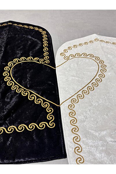 Mustgross Heart Prayer Rug & Matching Couple Prayer Rug & Bride Groom Bundle & Gift & Dowry & Embroidered Prayer Rug