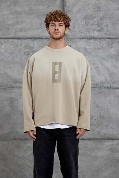 NOMARC Крем 8 Цифрова друкована рукава частинні Oversize Sweatshirt