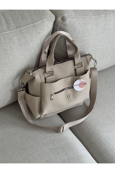 BAGLOVİS So, with Front Pocket and Inner Lining, Mink Women's Shoulder Bag En35 Size27