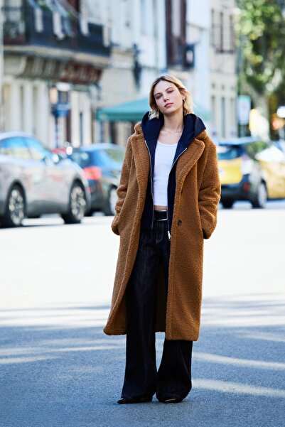 Bershka Uzun suni yünlü kaban