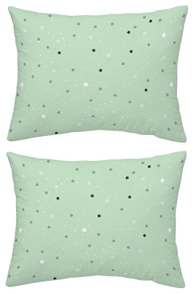 makiteks Yüzde Yüz Pamuklu 2 Adet 35x45 cm Desenli ve Düz Boya Bebek Yastık Kılıfı