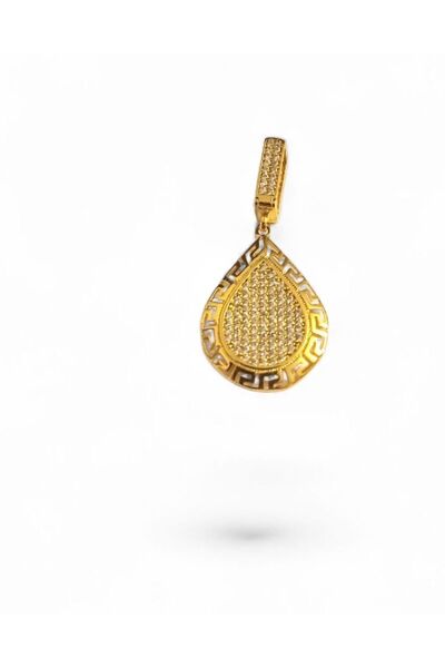 AKSESUARIM 22 Ayar Altın Kaplama Zirkon Taşlı Damla Charm