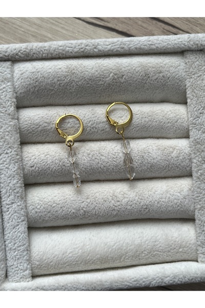 Pel Design Herkimer Elması Altın Kaplama Halka Küpe El İşçiliği