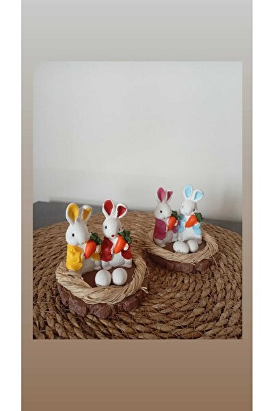 Moon tavşan süs el yapımı akrilik boyalı