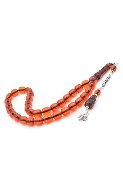 Murty99 Barrel Cut Large Size Red Powder Press Amber Prayer Beads