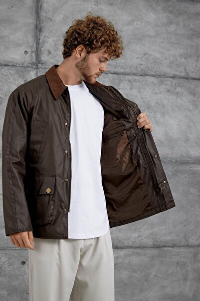 NOMARC Brown Mrk Oiled Fabric Seasonal Jacket