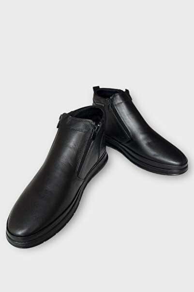 Liger Ανδρικές μπότες από γνήσιο δέρμα με φερμουάρ, ανθεκτικές στο κρύο ΜΑΥΡΟ