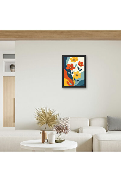 RS JANTİ STORE Pictură abstractă cu flori în culori vibrante, artă modernă de...