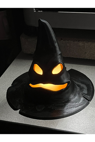 SS 3D MODELLEME Halloween Cadı Şapkası Led Tealight Mumluk, Dekoratif Şapka B...