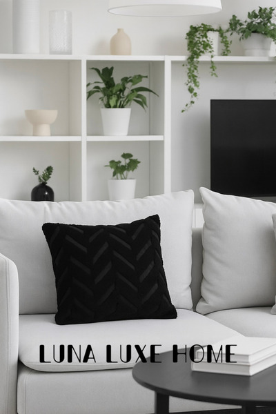 Luna Luxe Home Bohem Başak Desenli Özel Tasarım Dekoratif Peluş Kırlent Kılıfı