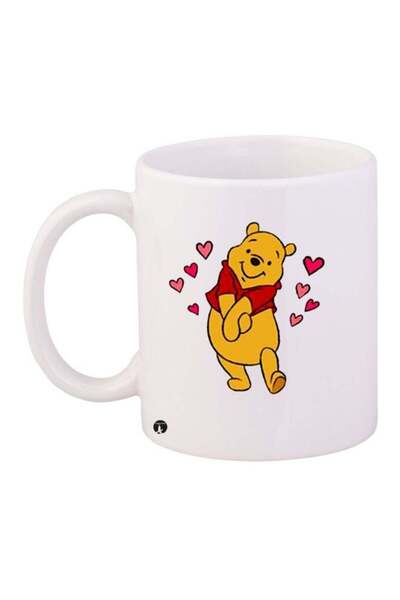 NASAQ RYN Winnie The Pooh Printed Coffee Mug White/Yellow/Red 11 ounce
