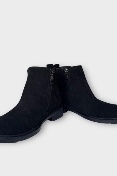 Liger Мъжки ботуши от естествена кожа с двойна ципа, ЧЕРЕН