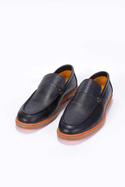 Vantaggio Ravello Black 100% Genuine Leather Men's Loafer Shoes