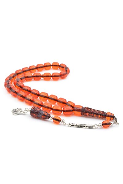 Murty99 Barrel Cut Large Size Red Powder Press Amber Prayer Beads
