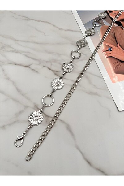 EMR Official Στρογγυλή ζώνη με αλυσίδα με σχέδιο μαργαρίτα, γυναικεία ζώνη, ζώνη σακάκι, ζώνη φορέματος, ζώνη μέσης